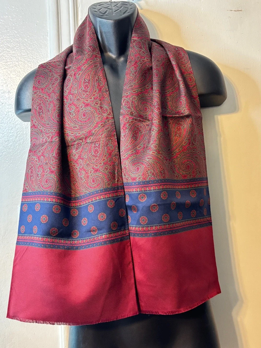 Paisley Red and Navy Tubular Silk Scarf
